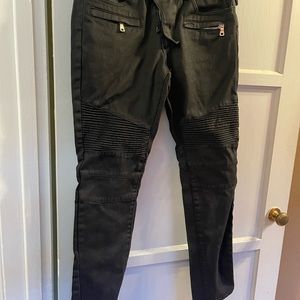 Wax biker jeans